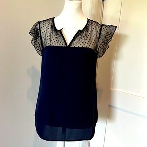 BNWOT J. Crew Navy/Black Lace Top